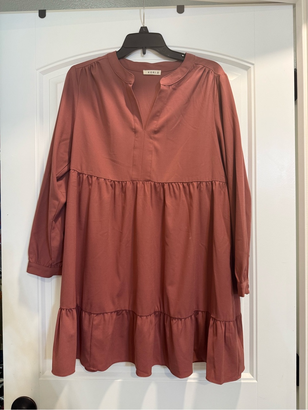 Mauve Tiered Long Sleeve Dress